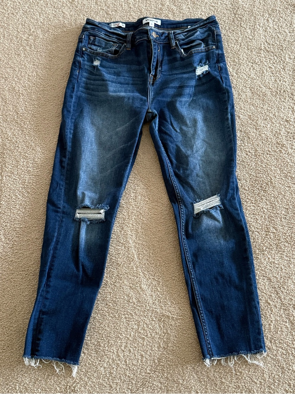 Vigoss Thompson Tomboy Skinny Jeans Women’s 31 Dark Wash Raw Hem